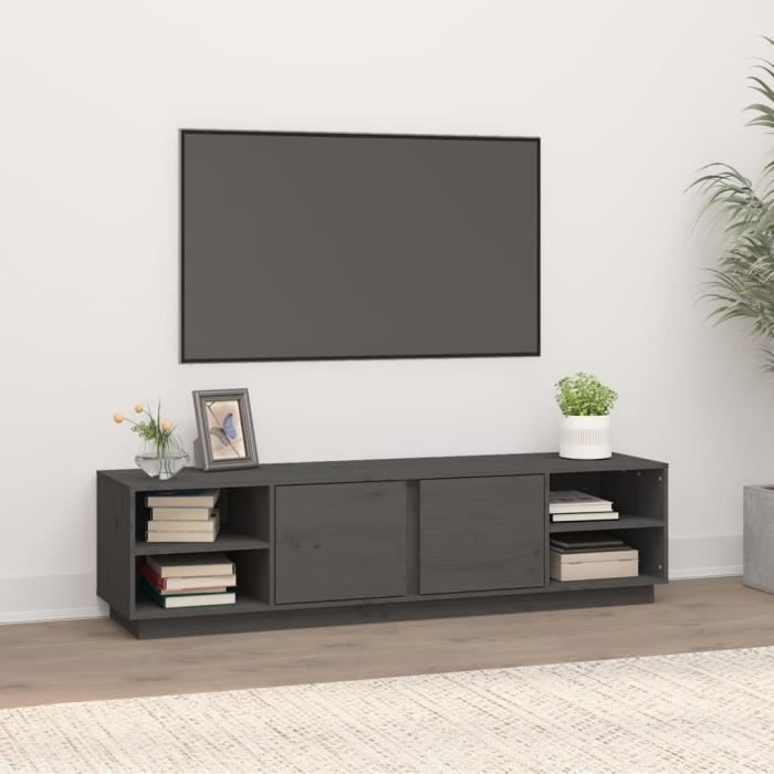 814456 vidaXL TV Cabinet Grey 156x40x40 Cm Solid Pine Wood