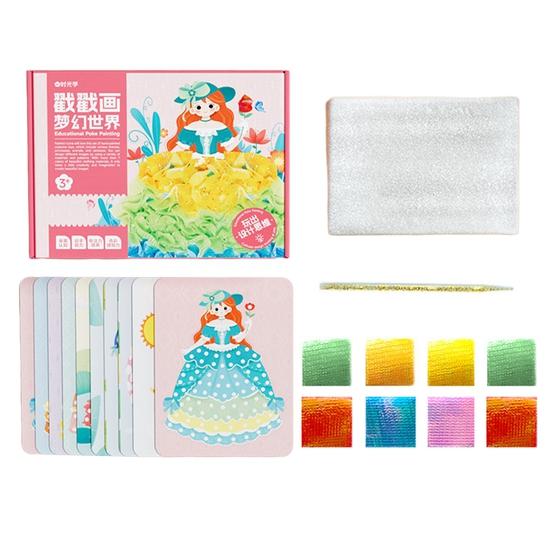 

1 комплект, детский рисунок на бумаге для девочек с набором для рукоделия, красочная тканевая ручка, сказочная принцесса/мультяшное животное A