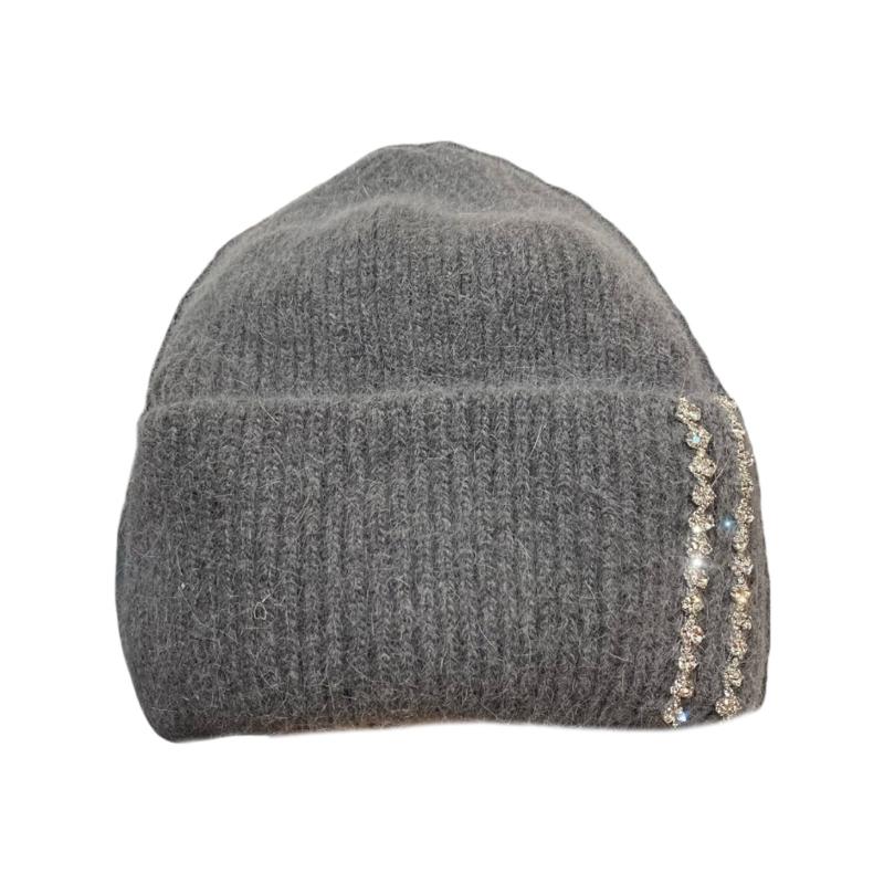 

Luxurious Knitted Hat with Sparkling Rhinestones Fashionable Handmade Hat for Fashion Enthusiasts