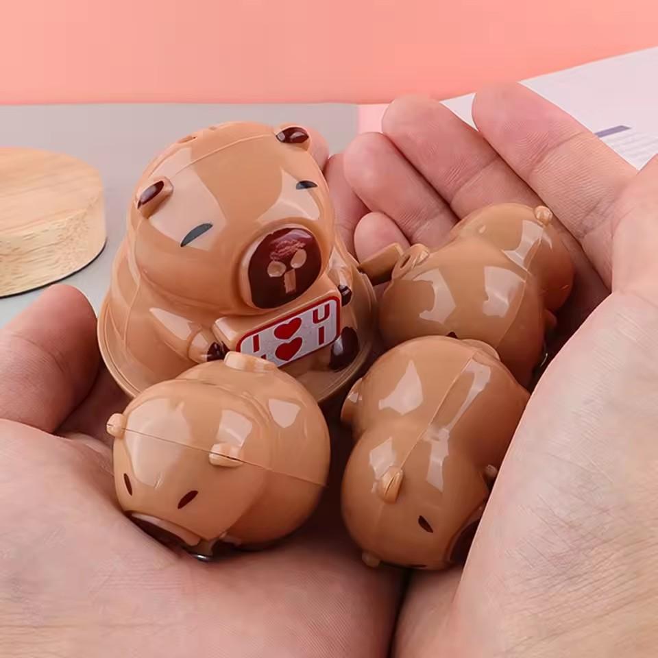 Funny Cute Capybara Clockwork Walking Toy Cartoon Animal Capybara One Big Three Small Magnetic Suction Sliding Car Creative Gift
