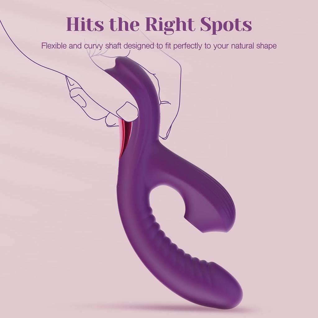 Rabbit Sucking Vibrator for Clitoral G Spot Stimulation, Adult Sex Toys, Vibrating Finger Massager with 3 Suction and 10 Vibration & Come-Hither Modes