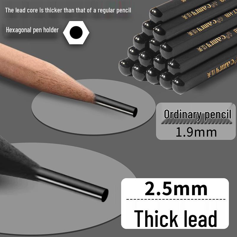 Premium Black Wood Hexagonal HB2B Pencil for Students and Office Writing & Drawing