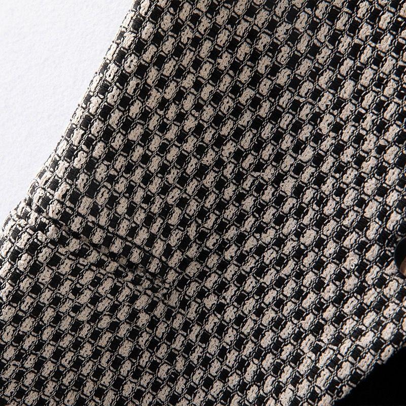 Elegantní dámská dlouhá vesta bez rukávů s límcem v kontrastní barvě, slim fit vesta, podzimní jarní móda