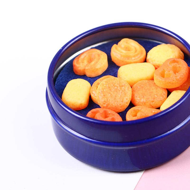 1 יחידות 1/12 בית בובות מיניאטורי קוקי דנית כחול סט קופסת פח אביזרי מטבח