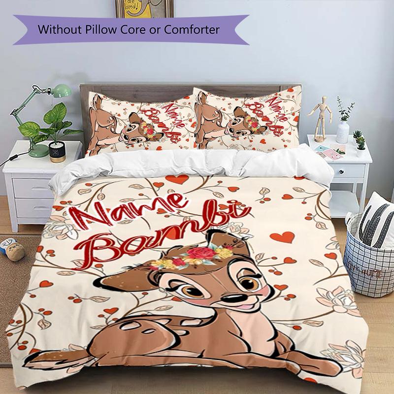 3pcs Bambi3 Cover Set - Personalized Name, HD Printed Bedding with 1 Cover and 2 Pillowcases - Perfect for Home Decor, Easy Care
