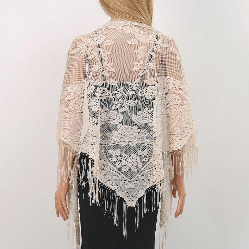 Wedding Accessories With Tassel Women Shawl Hollow Multicolored Evening Prom Cape Wedding Bridal Shawl Cosplay Fashion Scarf
