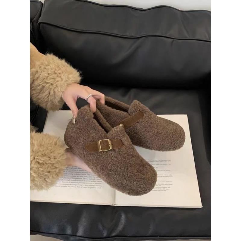 Women's Large Size Faux Lamb Suede Soft Sole Winter Warm Fur Beanies Padded Lined Ankle Boots Non-Slip Hiking Sports Cotton Boots