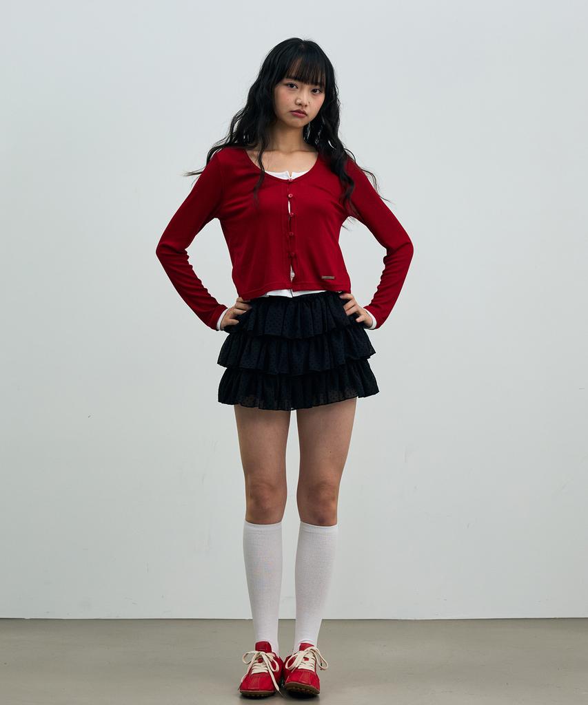 Alikim Mini Heart Cancan Skirt Pants / Black