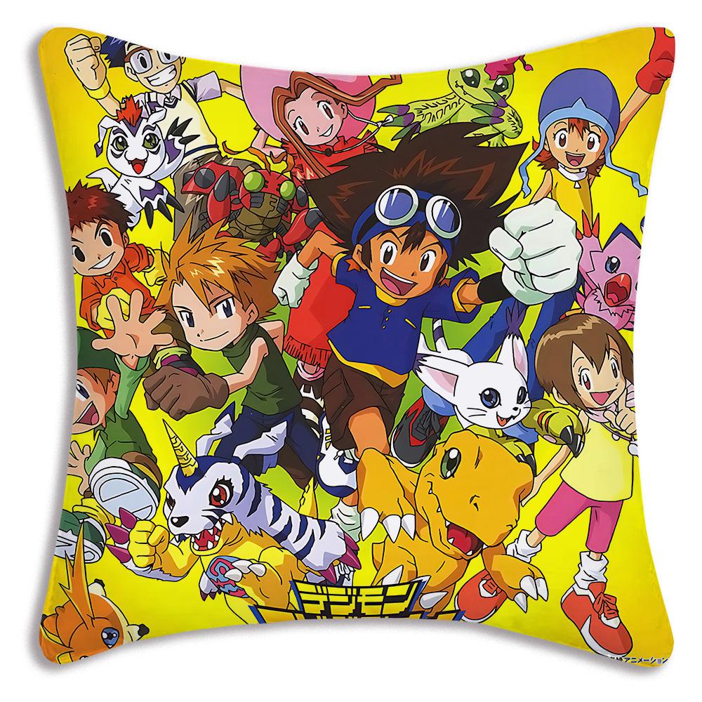 Anime For D-Digimons Pillow Covers Cartoon Sofa Decorative Home Double-sided Printing Short Plush Cute Cushion Cover