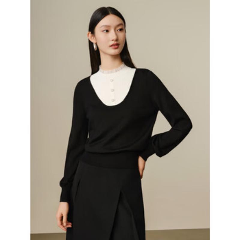 Jiu Zi Anna Co Elegant Wool Blend Knit Top