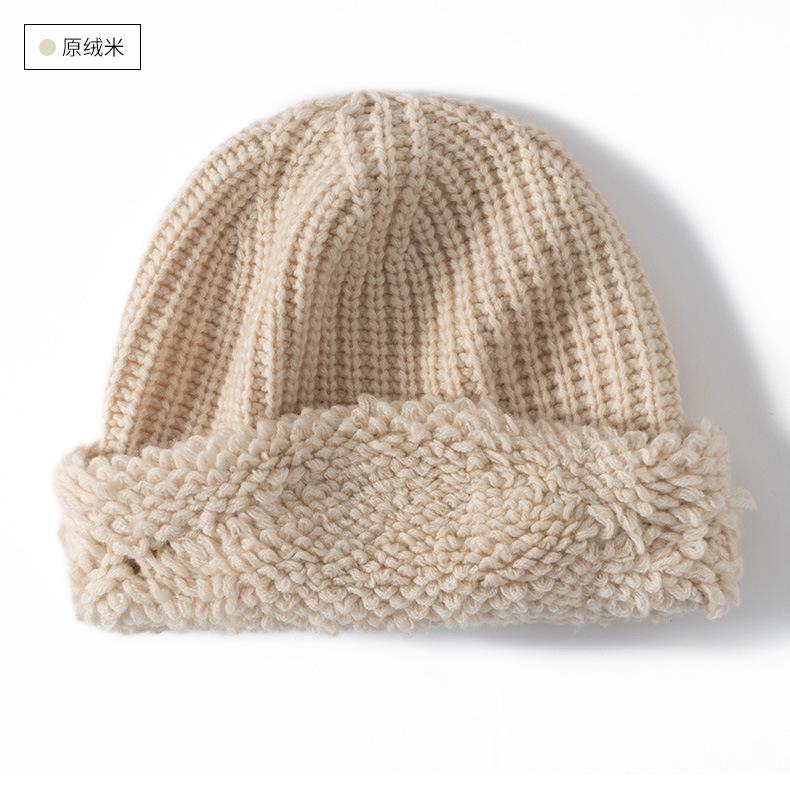 Popular export single cashmere hat women's autumn and winter knitted towel craftsmanship shows small face and loose ear protectors