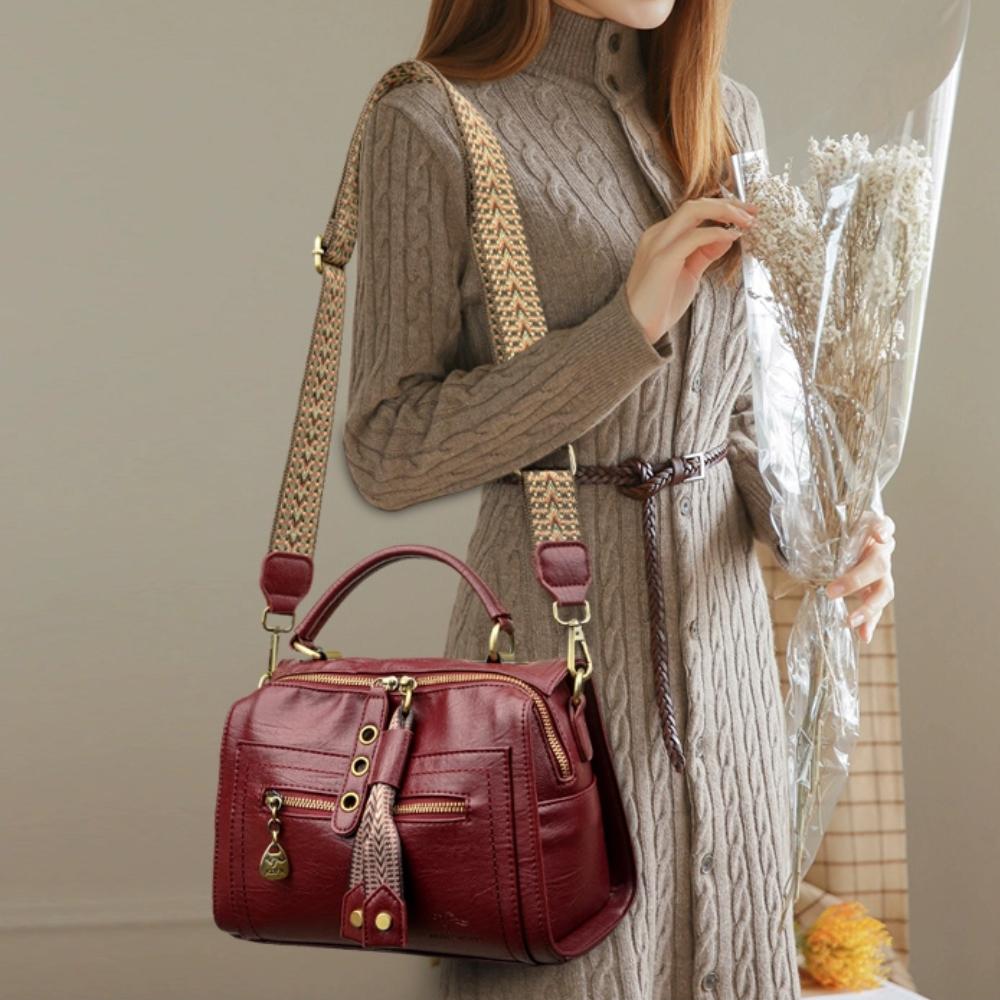 Women Soft PU Leather Top-Handle Bags Luxury Designer Handbags Ladies Large Shoulder Crossbody Bag Casual Tote Commuting Messenger Bag