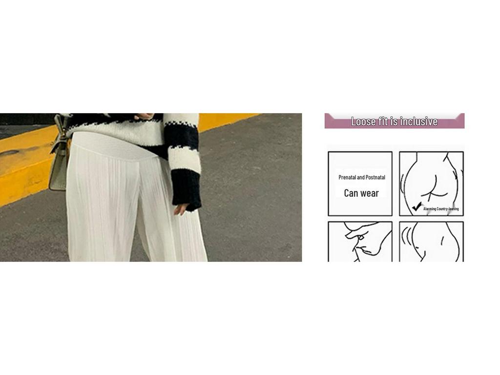 New Summer Pleated High Waist Floor-Length Wide-Leg Pants