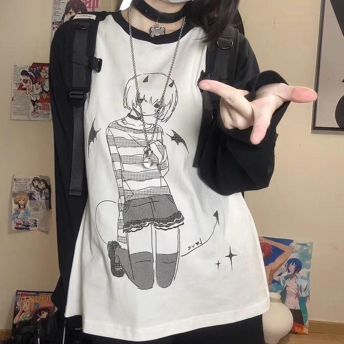 Casual T-shirts Women s T-shirts Long Sleeve Girls Y2K T-shirts Casual Leisure Street Wear S