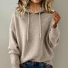 Yousheng Women Hooded Sweater Adjustable Drawstring Long Sleeve Loose Fit Knitting Tops Fall Winter Pullover Tops