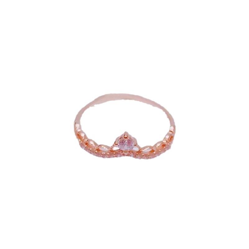 Color Gold French Micro-Inlaid Opal Crown Simple Female Pure Chic Design Rose Gold-Plated Ring