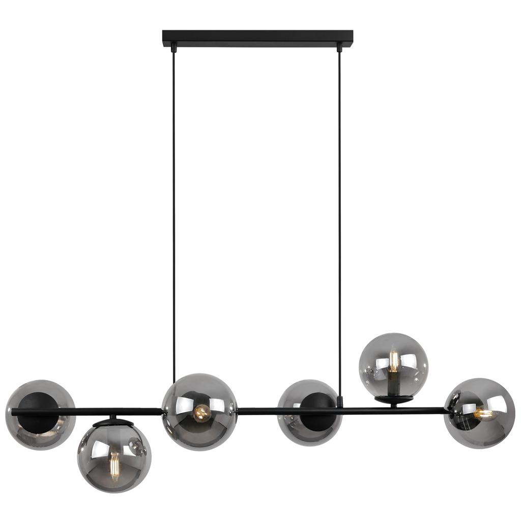 Siena Black Hanging Lamp 6-Flat Graphite Lampshade E14