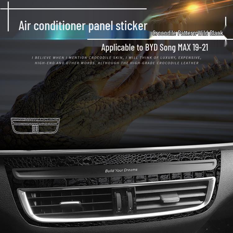 Krokodilmusterfolie für BYD Song MAX Innenraumkonsole & Paneeldekoration, Wildschwarzer Aufkleber