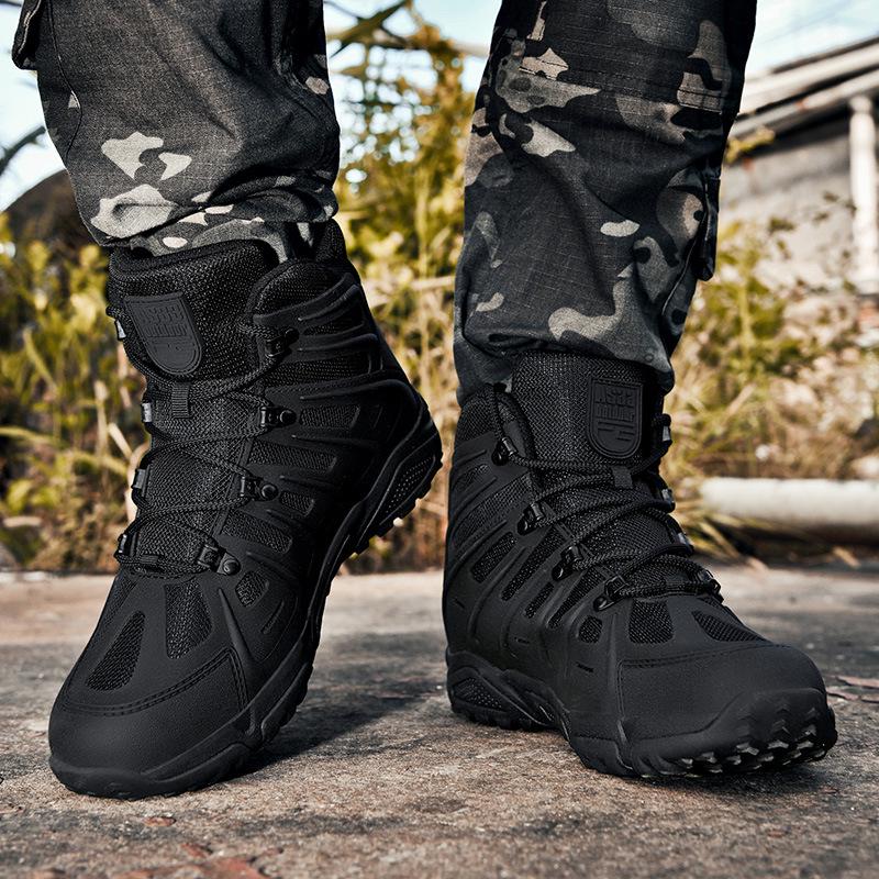All-Season Tactical Combat Boots: Wear-Resistant, Breathable, Mid-Top Desert Boots for Outdoor Hiking and Training