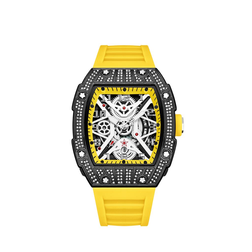 Series Hollow Wine Barrel Light Luxury Full Diamond High-End Casual Versatile Trend Luminous Men'S Watch