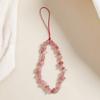 Strawberry crystal gravel phone chain, cute and anti-lost short wrist strap for girls, high-end crystal phone lanyard