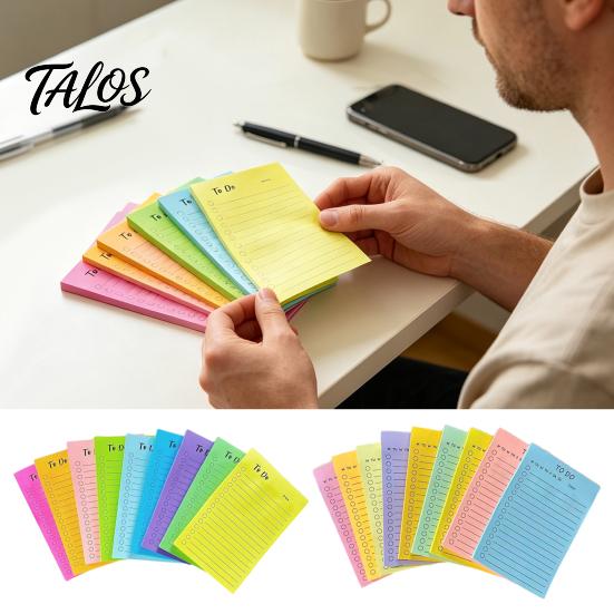 Horizontal Lined Sticky Labels Fluorescent Notepad, To-do Lists with Check Boxes Reliable Adhesive Notes for Planning Multi-colored Notes, Increase