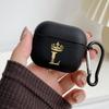Diamond Crown Letter 26 With Hook Case For AirPods 2 3 1 Cases For Apple AirPods Pro 2 Coque Black TPU Soft Earphone Cover