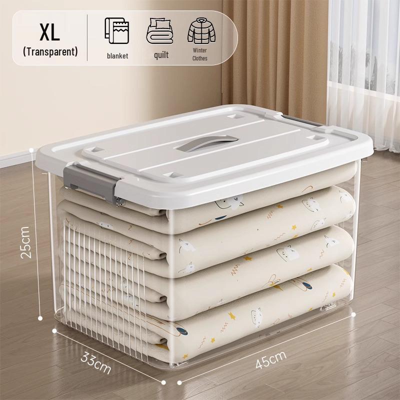 Large Transparent Plastic Storage Box for Clothes, Snacks, Books, and Toys