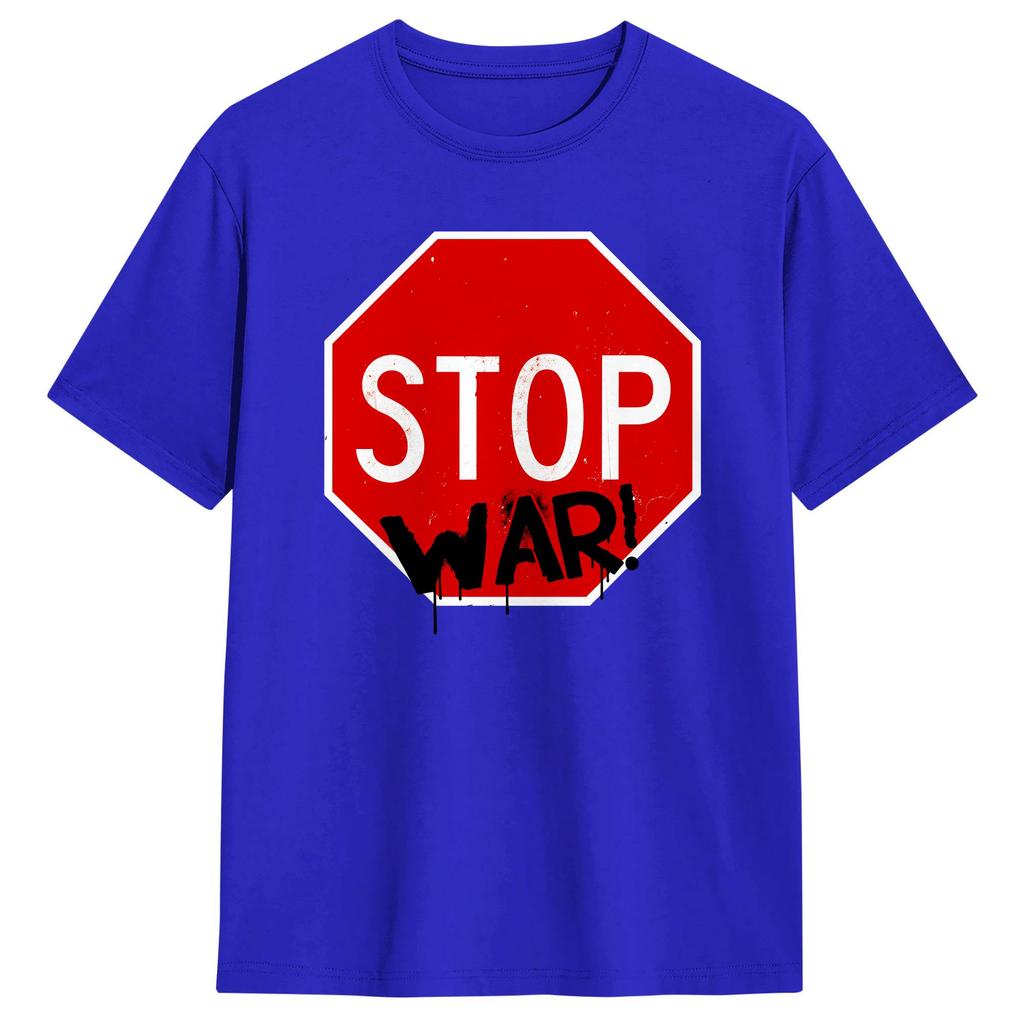 Unisex T Shirt Stop Wars TShirts Trendy Cool Summer Tee Shirt Y2K Funny 100 Cotton Tops Gift Idea