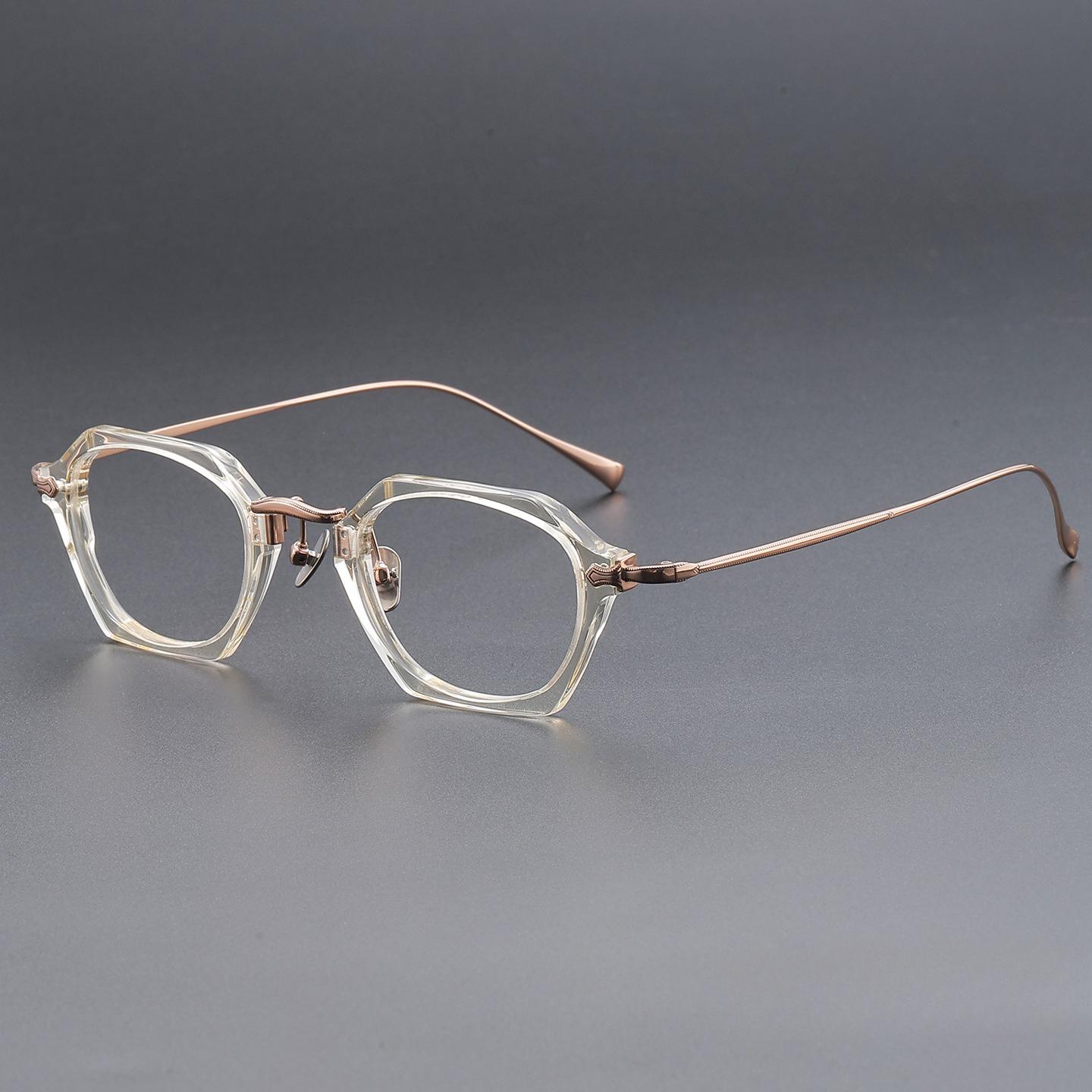 

New Polygon Acetate & Titanium Glasses Frame Women Optical Prescription Eyewear Custom Lens Men Myopia Reading Retro Eyeglasses