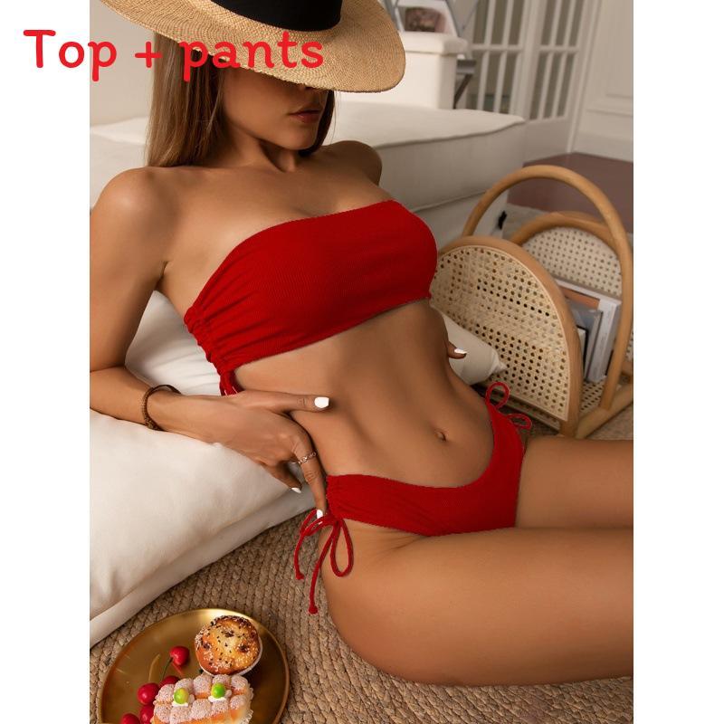 Bikini Swimsuit Women With Polyester Fabric And Seamless Design For Beach Vacation