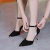Spring and Autumn High Heel Women 2025 New Versatile Thin Heel Professional Pointed Black Buckle Strap Single Shoes Women