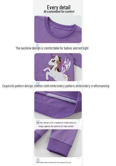 2026 New Little Pony Embroidered Girls' Hoodie - Autumn/Winter European & American Style