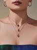 Qiong Yao Geometric Oval Black Zircon Pendant Clavicle Chain - Light Luxury Stainless Steel Jewelry