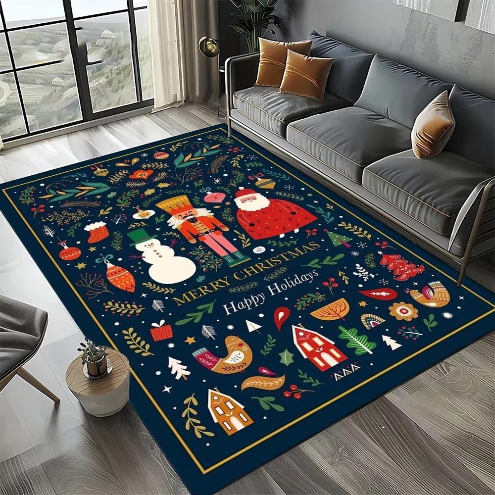 Cartoon Christmas Tree New Year Nutcracker Fairy Tales Carpet Rug for Living Room Bedroom Home Sofa Decoration,Kids Floor Mat