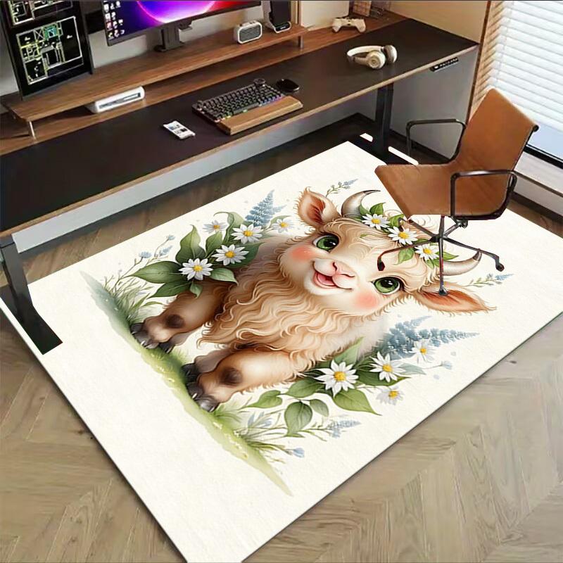 1PC goat flowers Extra Large Non Slip Floor carpet, Office, family, bedroom, Studio Large Area Rug Indoor Rugs, , Vibrant Colors