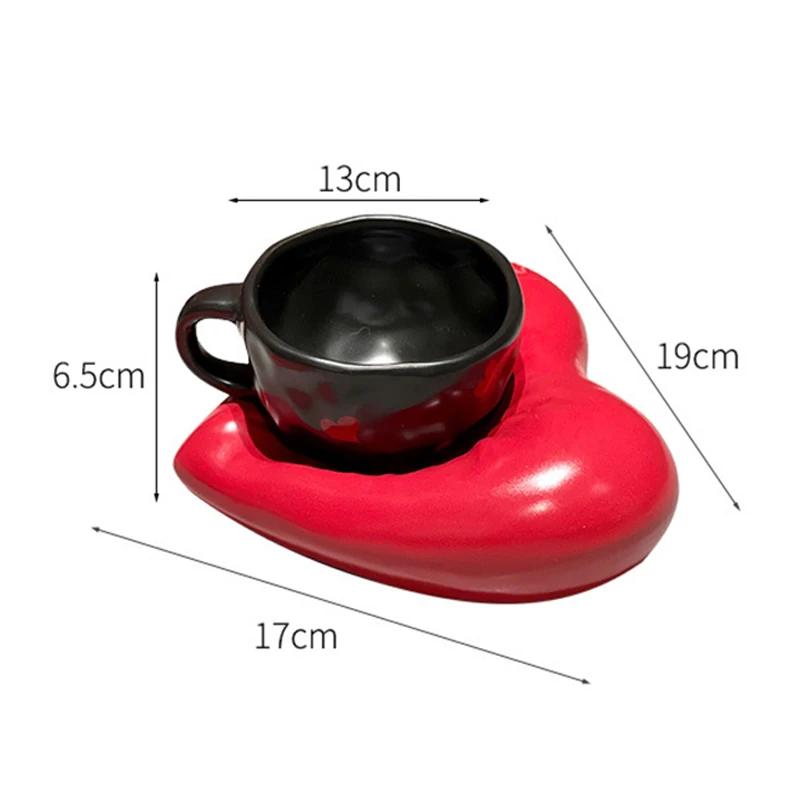 Creative Heart Porcelain Cup&saucer Creative Lovely Coffee Mug Home Dining Table Milk Mugs Afternoon Tea Teacup Fruits Juice Cup 250ml