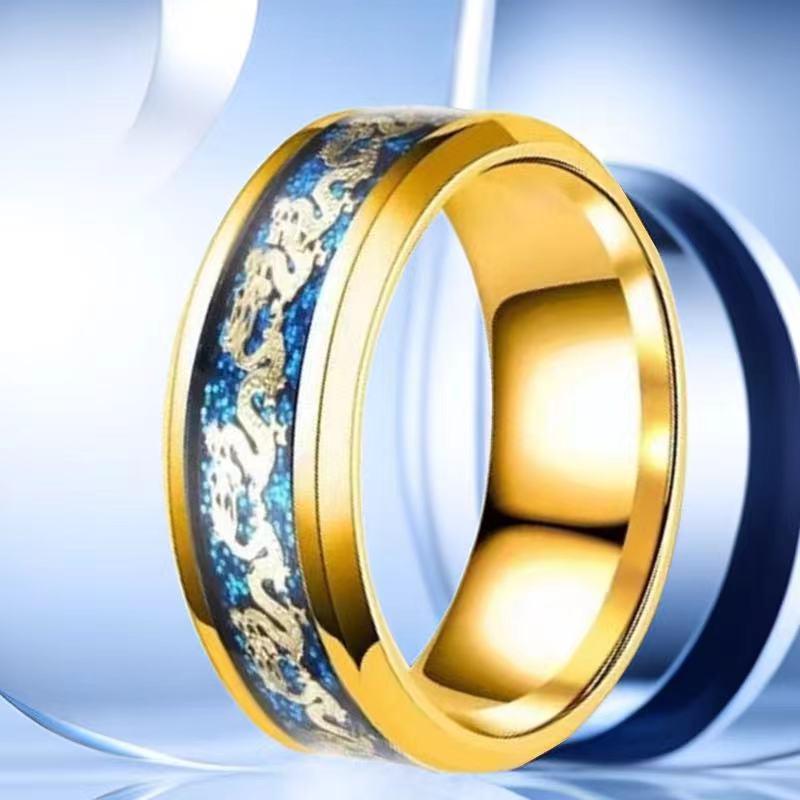 Men's High-End Chinese Dragon Titanium Steel Ring - Fashionable, Non-Fading, Stainless Steel Jewelry