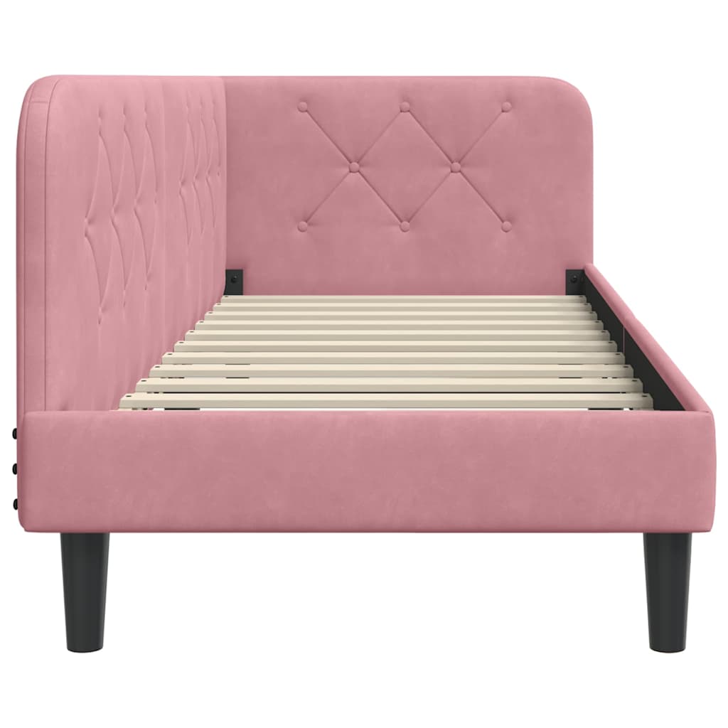L Shaped Bed Frame Pink 80 x 200 cm Velvet