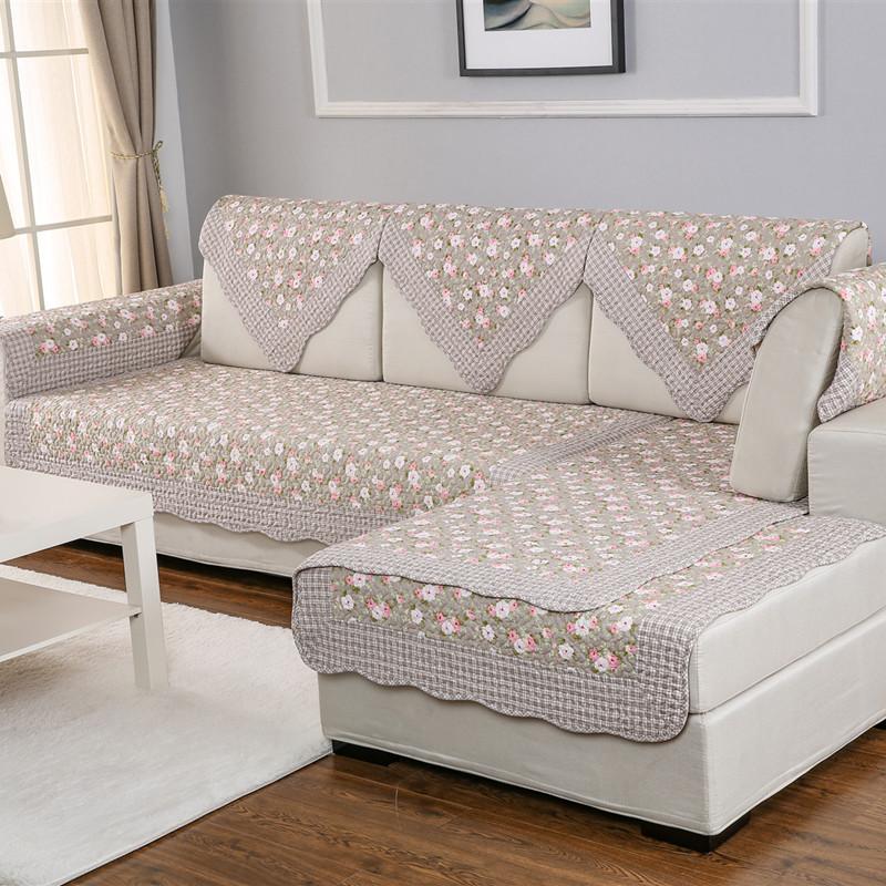 Fyra säsonger Universal Bomullstyg Tryckt Halkfri Soffdyna Koreansk Pastoral Tvättat Sofföverdrag Soffhandduk Överdrag Fullt Överdrag