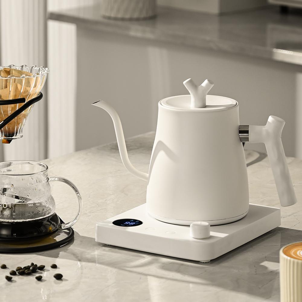 1000W Elektrischer Schwanenhalskessel 1000ml 304 Edelstahl Kaffeekanne Intelligente Temperatur LED-Anzeige für Kaffee Tee
