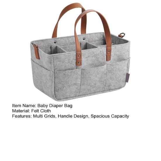 Babybleieveske Organizer Filtmateriale Stor Kapasitet Justerbar Plassoppsett Funksjonell Babyutstyrsorganisator