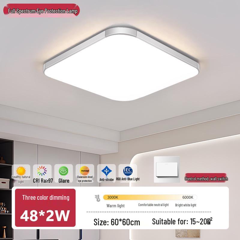 Full Spectrum LED Ceiling Light - Modern Rectangular Fixture for Living Room, Bedroom, Dining Room, Study.