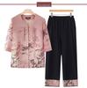 Elegant Chinese Summer Outfit: Short-Sleeved Top & Two-Piece Set for Middle-Aged and Elderly Women