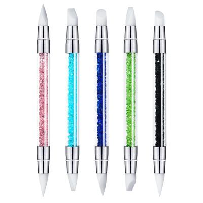 Nail Art Tool Nail Art Hollow Engraving Embossing Pen Nail Glue Head Pen, Double Head With Drill Super Soft Silicone Pen
