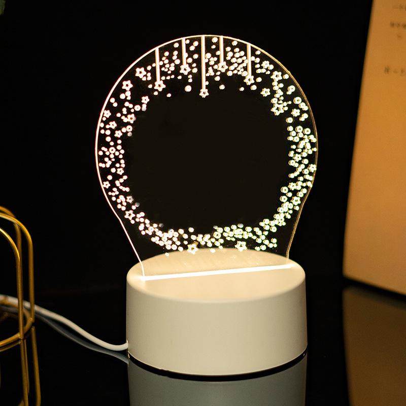 3D Acrylic LED Handwriting Tablet Night Light with Erasable Glow Message Board