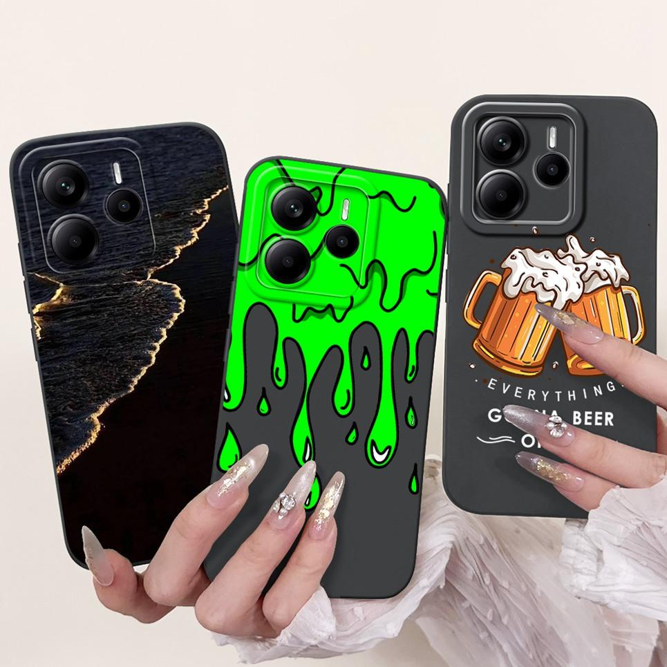 New Fashion Case For Xiaomi Redmi Note 14 14S 14 Pro Plus Phone Shell Flower Butterfly Luxury Girly Back Cover Soft Silicone