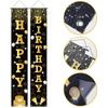 Schwarz und Gold Türvorhang Happy 18th 30th Geburtstag Party Dekorationen für Zuhause Polyester Hängebanner Geburtstagsparty Zubehör