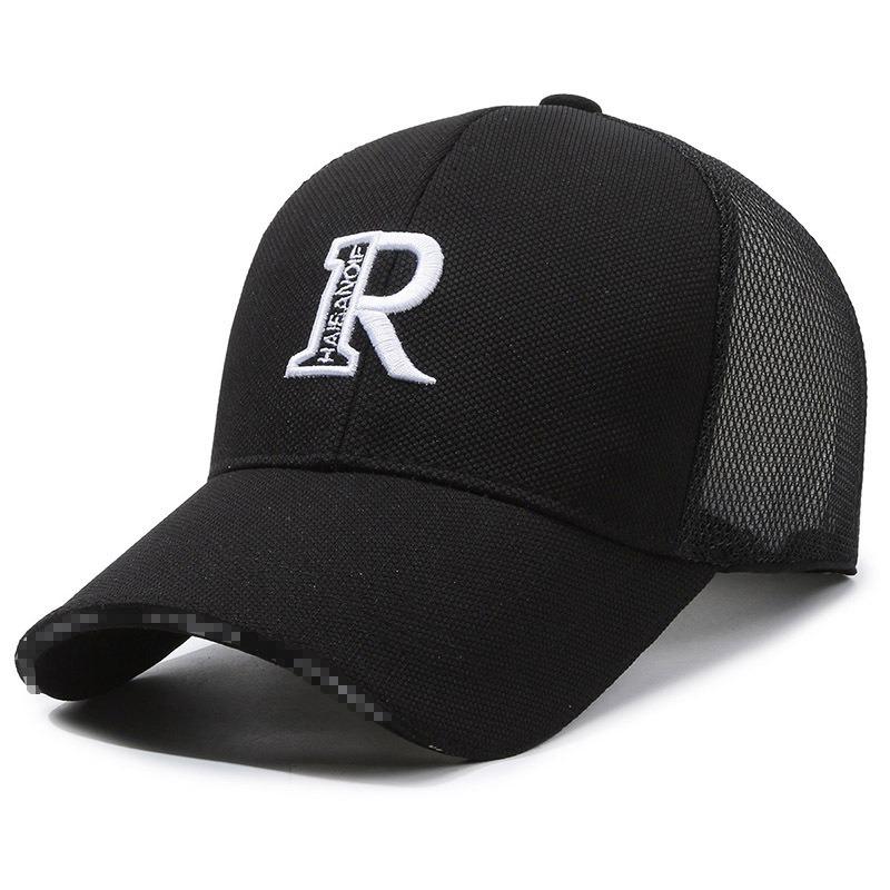 

Мужская сетчатая бейсболка - Вышитый дизайн R , Глубокий верх, Широкий козырек, Трендовый летний стиль, Унисекс кепка-утка Medium (56-58 cm)