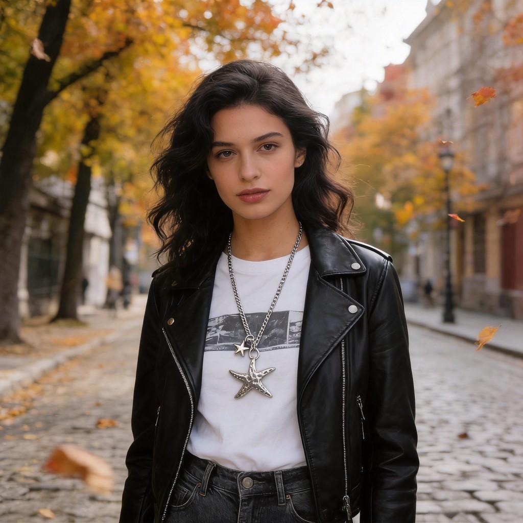 Geometric Star Pendant Necklace Alloy Dark Fashion Jewelry For Women And Men